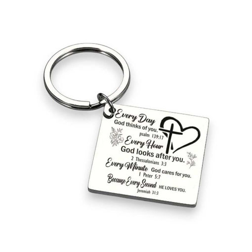 Picture of SILVER KEYCHAIN WITH BIBLE VERSES